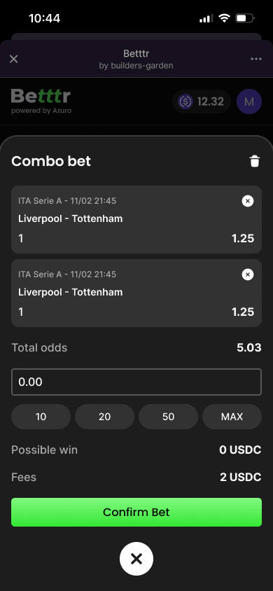 2. Betttr Combo Bet cart