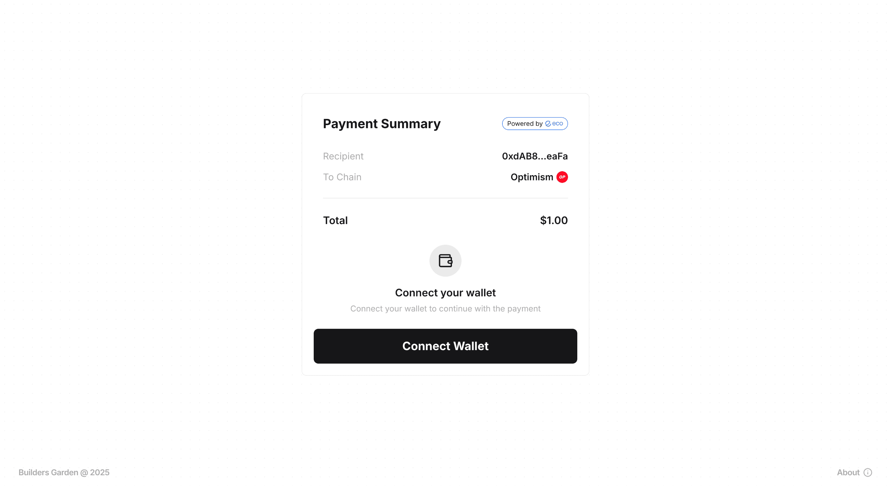 2. Eco checkout wallet connection