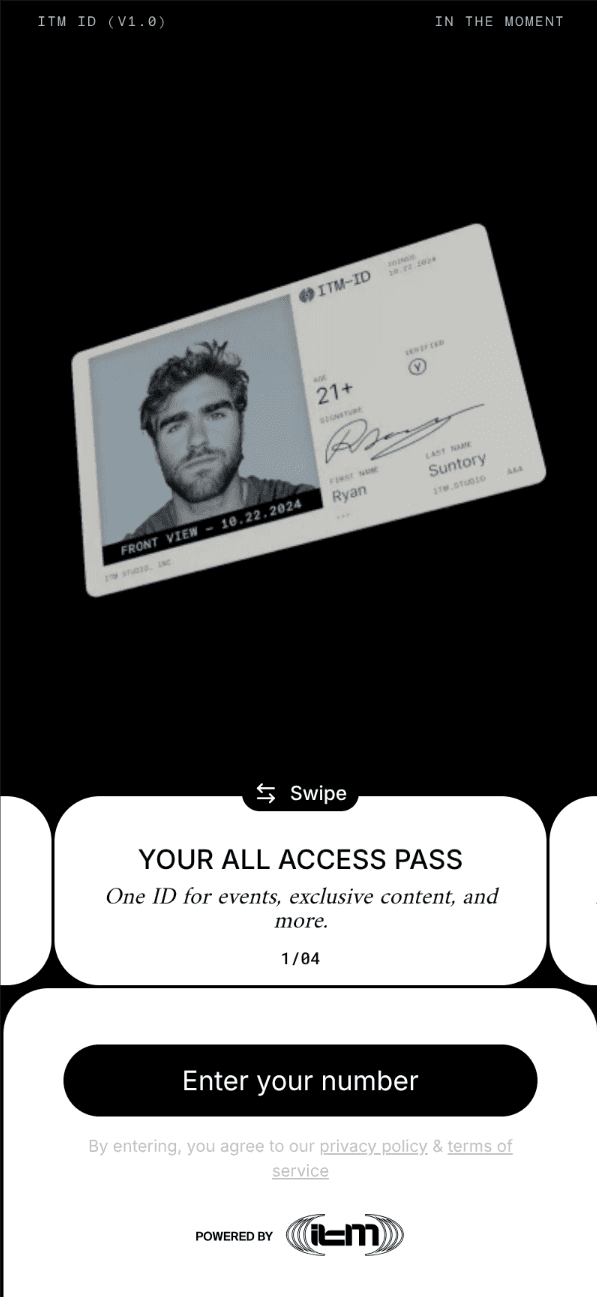 1. ITM ID Landing page